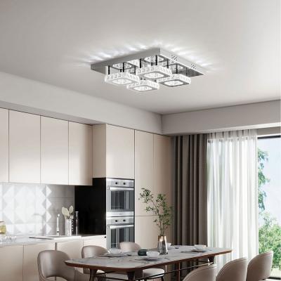 The Range Ceiling Light with Four Rectangular LED Crystal Rings - Silver