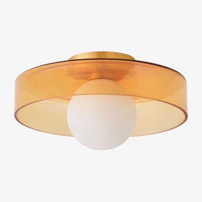 The Range Newbury Glass IP44 Flush Ceiling Light - Green / Yes - Amber