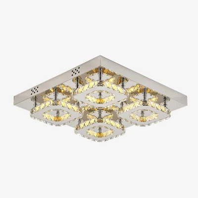 The Range Square Large size Glamourous Crystal LED Ceiling Light - Silver