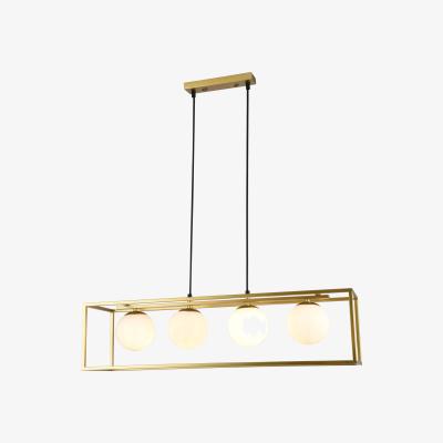 The Range CGC AMELIE Gold Rectangular Ceiling Light with Four Pearl Balls - gold