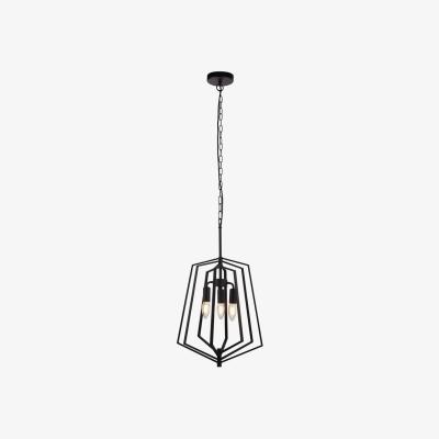 The Range Slinky 3 Light Metal Adjustable Matt Black Cage Ceiling Pendant - Matt Black / 35cm
