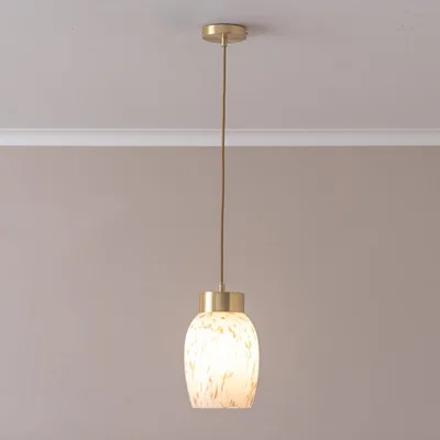 The Range India Confetti Glass Capped Ceiling Pendant Light with LED Bulb - Brushed Gold