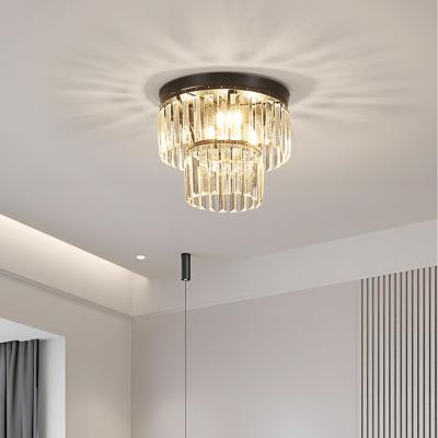 The Range Black Base Double Crystal Ceiling Light - Black