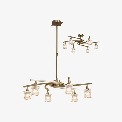 The Range Rosa TelescopicCeiling Pendant Semi Flush Convertible G9, Antique Brass - Antique Brass