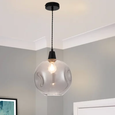 The Range COSYLYTE Millfield Dimple Glass Pendant Light - Matt Black