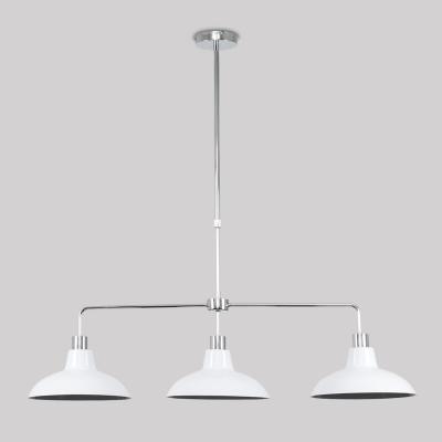 The Range Huckleberry Silver Ceiling Light Low Hanging Pendant With White Shades - Silver