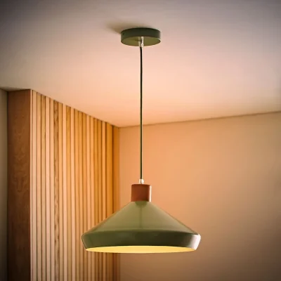 The Range Parker Walnut Accent Pendant Ceiling Light - Green / Yes