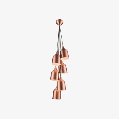 The Range Spring 6 Light Cluster Pendant Black, Copper, E27 - Black