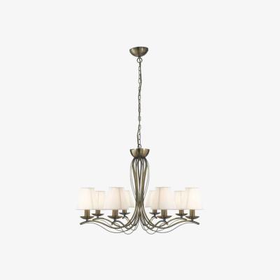 The Range Andretti 8 Light Multi Arm Chandelier Antique Brass Finish, E14 - Antique Brass