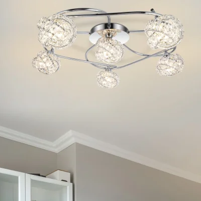 The Range COSYLYTE Mirri 6 Light Glass Ceiling Light - Chrome