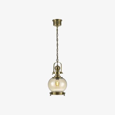 The Range Riley Small Globe Ceiling Pendant E27 Antique Brass, Cognac Glass - Antique Brass