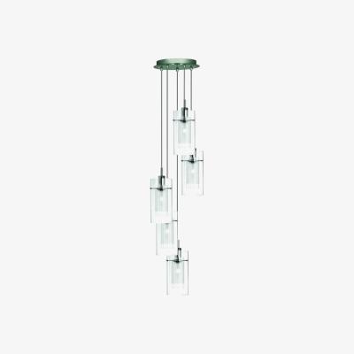 The Range Duo 5 Light Spiral Cluster Pendant Chrome, Glass, E14 - Chrome