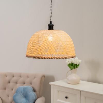 The Range Rosa Natural Bamboo Dome Handmade Ceiling Light Shade and LED Bulb - Neutral