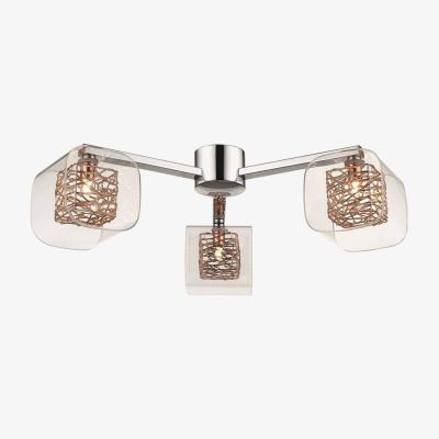 The Range Spring 3 Light Flush Mesh Ceiling Light Chrome, Copper and Glass, G9 - Chrome