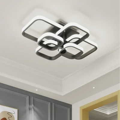 The Range Geometric LED Energy efficient Semi Flush Ceiling Light - Black