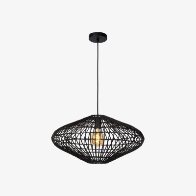 The Range Magali Scandinavian Rattan Pendant Light Black - Black