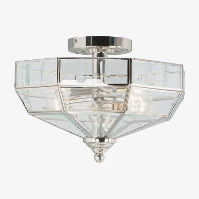 The Range Old Park 2 Light Semi Flush Ceiling Light Polished Nickel, E27 - Polished Nickel