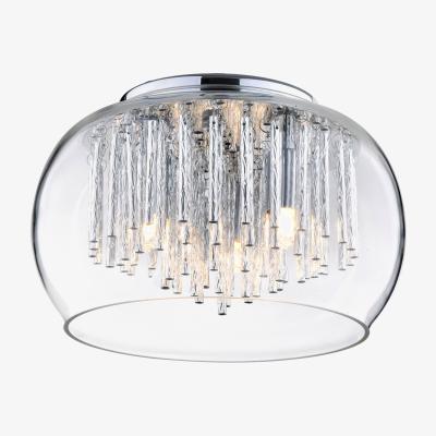 The Range Flush Ceiling Light Bowl Shade with Aluminium Rods - Chrome