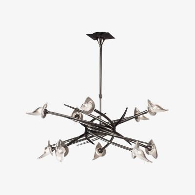 The Range Flavia Ceiling Pendant Up-Down Round 10 Light G9, Black Chrome - Black Chrome