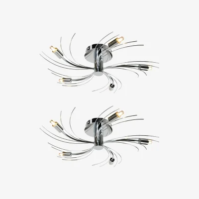 The Range Set Of 2 Swirl 5lt Flush Ceiling Lights - Polished Chrome Plate