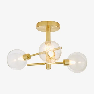 The Range Supa 3 Light Stick Semi Flush Ceiling Light - Satin Brass