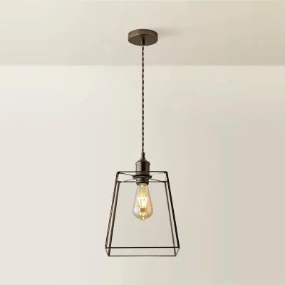 The Range Susie Glass Lantern Lamp Shade Single Drop Ceiling Pendant Light - Brushed Brass / 1
