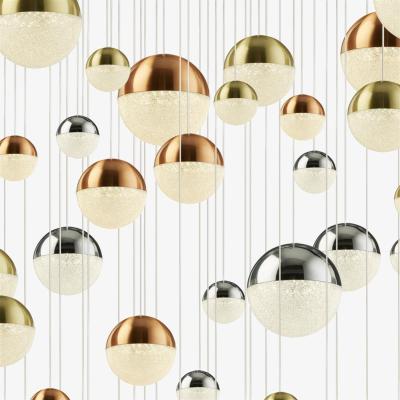 The Range Planets 55 Light Pendant Copper, Chrome, Satin Brass Balls  Crystal Sand 4000K - Chrome