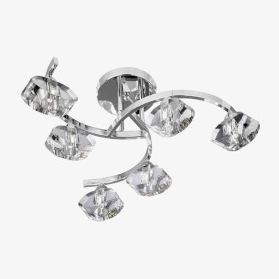 The Range Sculptured Ice 6 Light Semi Flush Ceiling Light Chrome and K9 Glass, G9 - Chrome