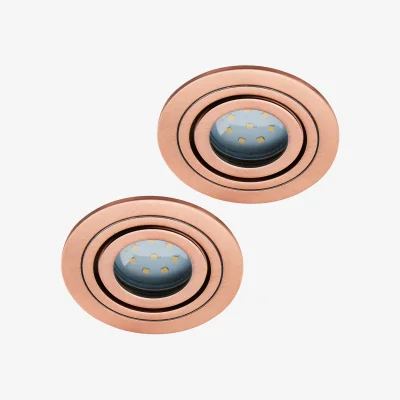 The Range 2 Pack of Tiltable Circular Recessed Fire Rated IP65 Downlights - Copper