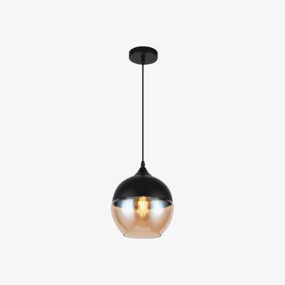 The Range CGC LENDER Black with Gold Smoked Glass Round Globe Pendant Ceiling Light - black