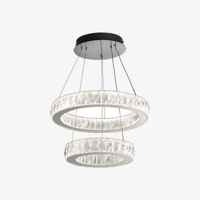 The Range Diamond Pattern LED rings Pendant - Chrome