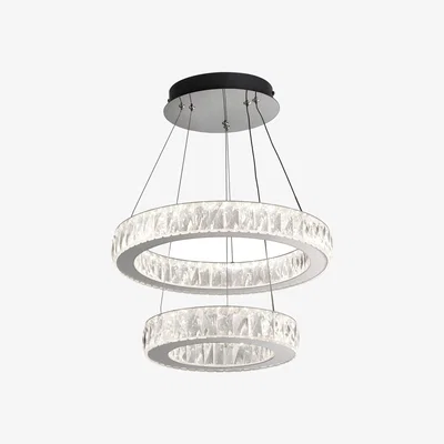 The Range Diamond Pattern LED rings Pendant - Chrome