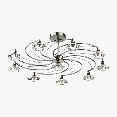 The Range Luther 10 Light Semi Flush Black Chrome Crystal