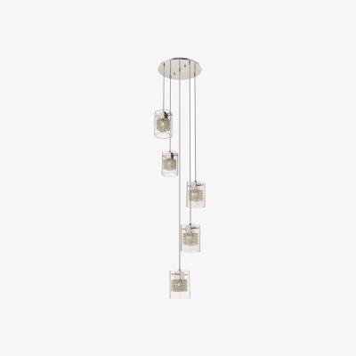 The Range Spring 5 Light Spiral Ceiling Cluster Pendant Chrome Glass Round, G9 - Chrome