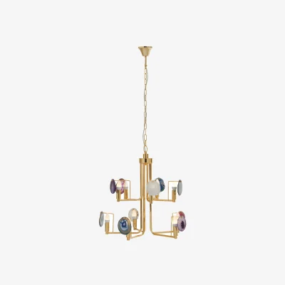 The Range Glamour Gold and Agate 10 Light Celing Light - Gold