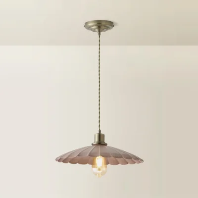 The Range ValueLights Holborn Scallop Pendant Ceiling Light - Pink / 0.75kg / 10W