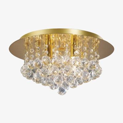 The Range Dahlia Flush Ceiling, 350mm Round, 4 Light G9 Crystal French Gold - French Gold