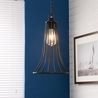 The Range Iron-Cone Cage Hanging Lamp - Black