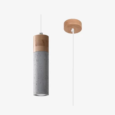 The Range Pendant lamp ZANE 1 grey - grey/natural wood