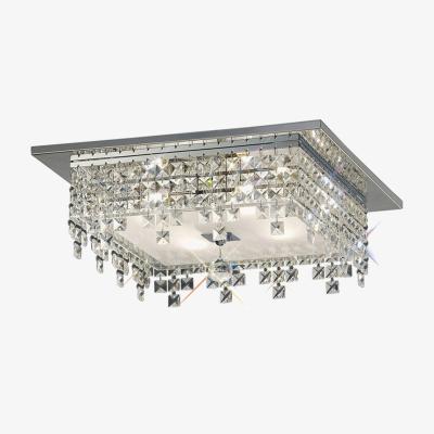 The Range Esta Flush Ceiling Square 4 Light Polished Chrome, Glass, Crystal - Polished Chrome
