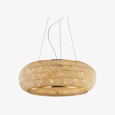 The Range Pasha' 10 Light Ceiling Pendant with Crystals - Gold