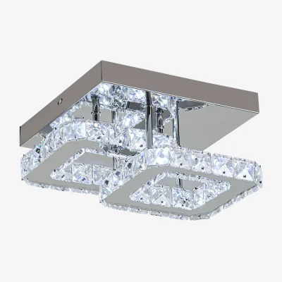 The Range Double Tier Square Crystal Celling Light - Silver