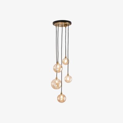 The Range Gaio 5 Light Cluster Pendant with Champagne Shades - Antique Brass