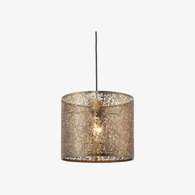 The Range Secret Garden Floral Leaves Cylindrical Ceiling Pendant Light Antique Brass - Antique Brass / 30cm