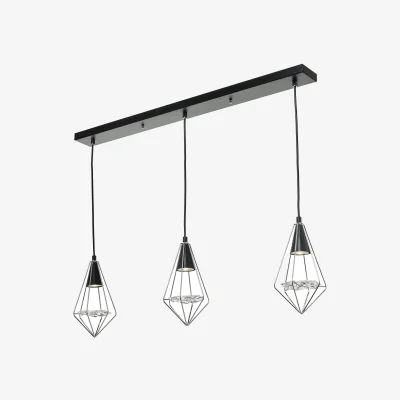 The Range Gianni 3 Light Pendant Black Chrome Glass