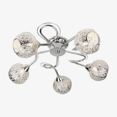The Range Souk 5 Light Ceiling Semi Flush Light Chrome with Fretwork Shades, G9 - Chrome