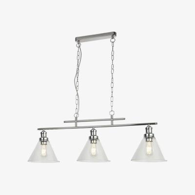 The Range Pyramid 3 Light Pendant Chrome, Glass Shade, E27 - Chrome