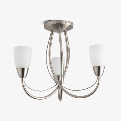 The Range Madrid 3 Light Semi Flush Ceiling Light - Satin Nickel