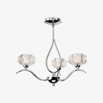 The Range Lisbon 3 Light Semi Flush Multi Arm Ceiling Light Chrome, Clear Decorative - Clear Decorative Glass