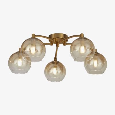The Range 5 Light Ambre Ombre Glass  - Brass